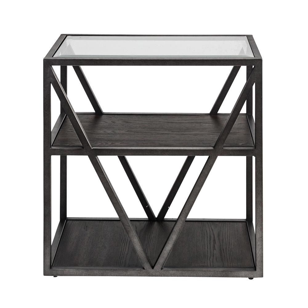 Arista Chair Side Table in Cobblestone Brown w/ Gray Dusty Wax Hang-up. Picture 3