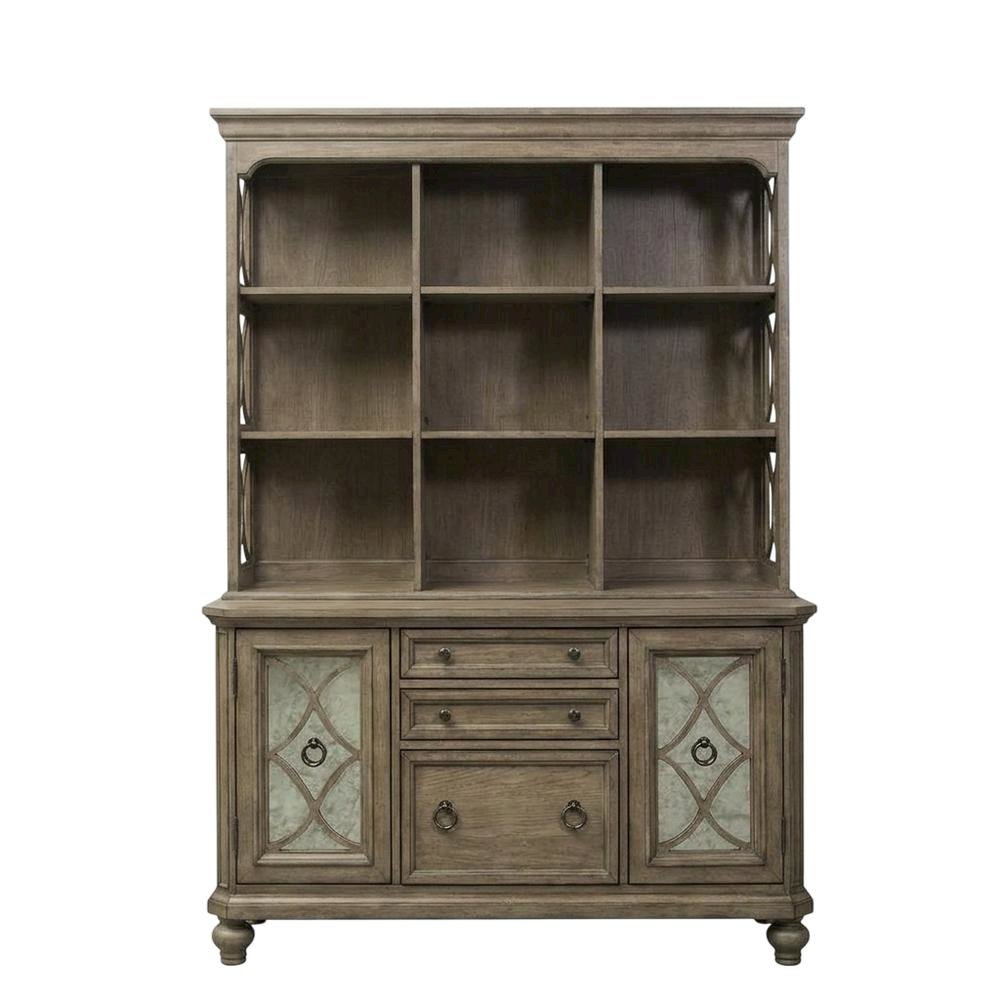 Brown Credenza and Hutch Set with Cottage Style Compact Storage. Picture 4