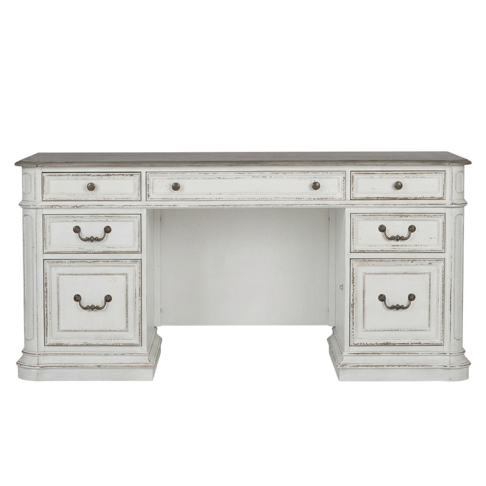 Antique White Credenza with Weathered Finish and Rubberwood Construction. Picture 4