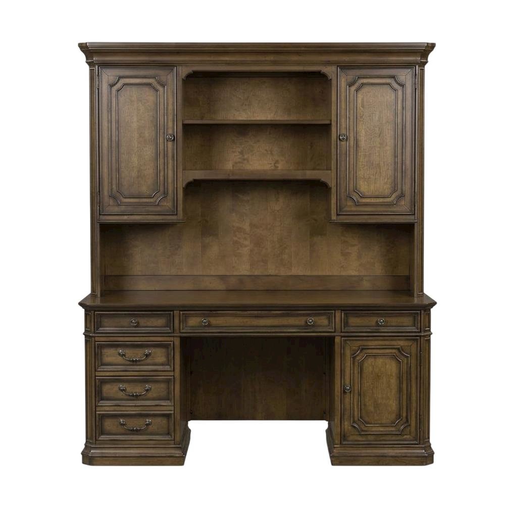 Traditional Antique Toffee Executive Credenza with Poplar Solids & Birch Veneers. Picture 4