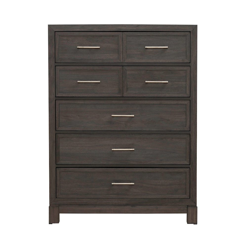 Modern Edge Queen Upholstered Bed, Dresser & Mirror, Chest Bedroom Set - Caffe. Picture 4