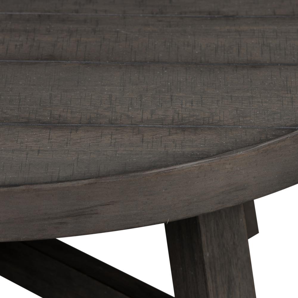 Splay Leg Round Cocktail Table Dusty Charcoal w/ Heavy Distressing. Picture 4