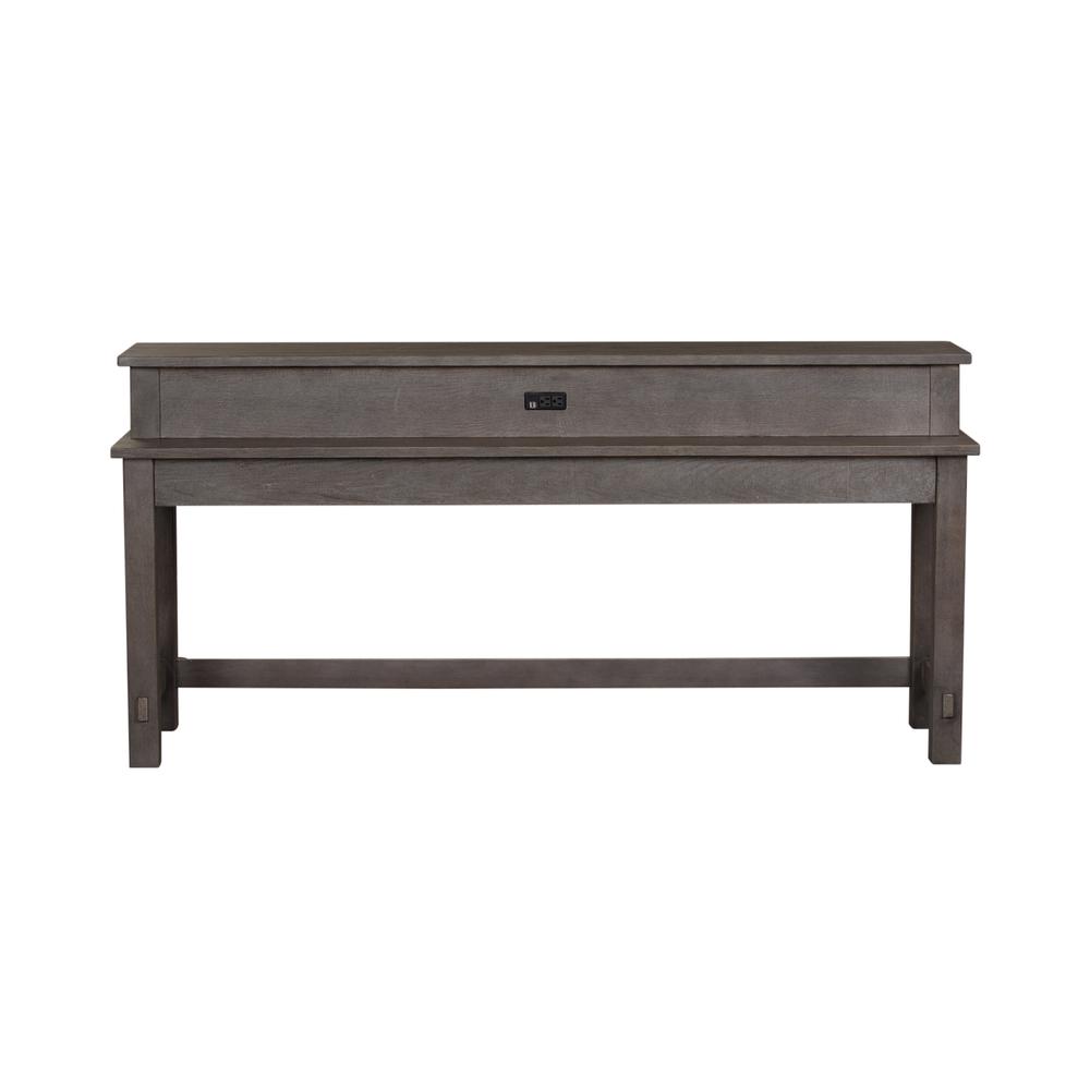 Modern Farmhouse Console Bar Table in Dusty Charcoal w/ Heavy Distressing. Picture 7