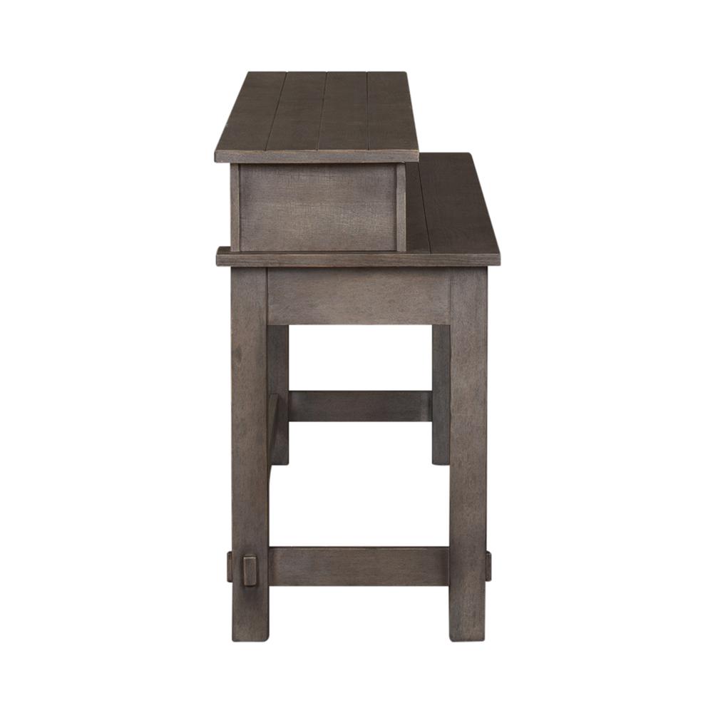 Modern Farmhouse Console Bar Table in Dusty Charcoal w/ Heavy Distressing. Picture 8