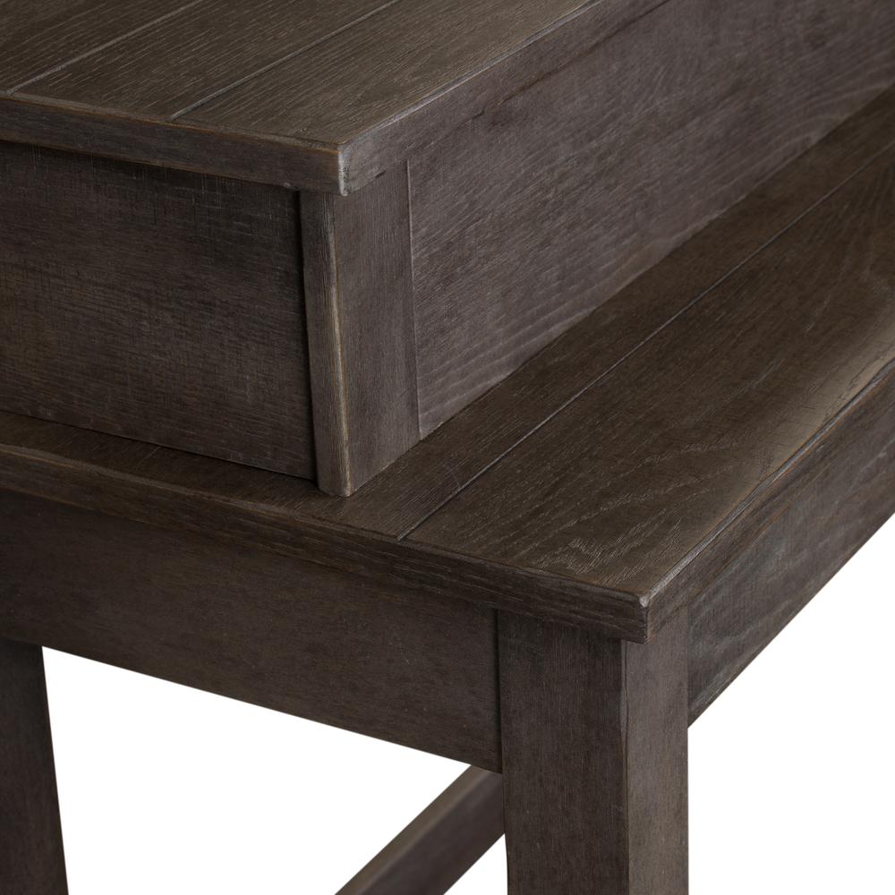 Modern Farmhouse Console Bar Table in Dusty Charcoal w/ Heavy Distressing. Picture 4