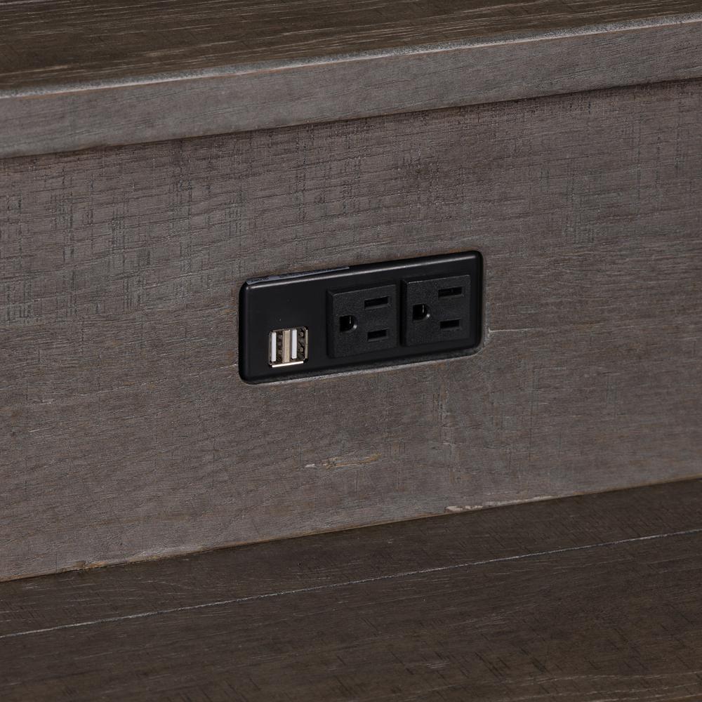 Modern Farmhouse Console Bar Table in Dusty Charcoal w/ Heavy Distressing. Picture 5