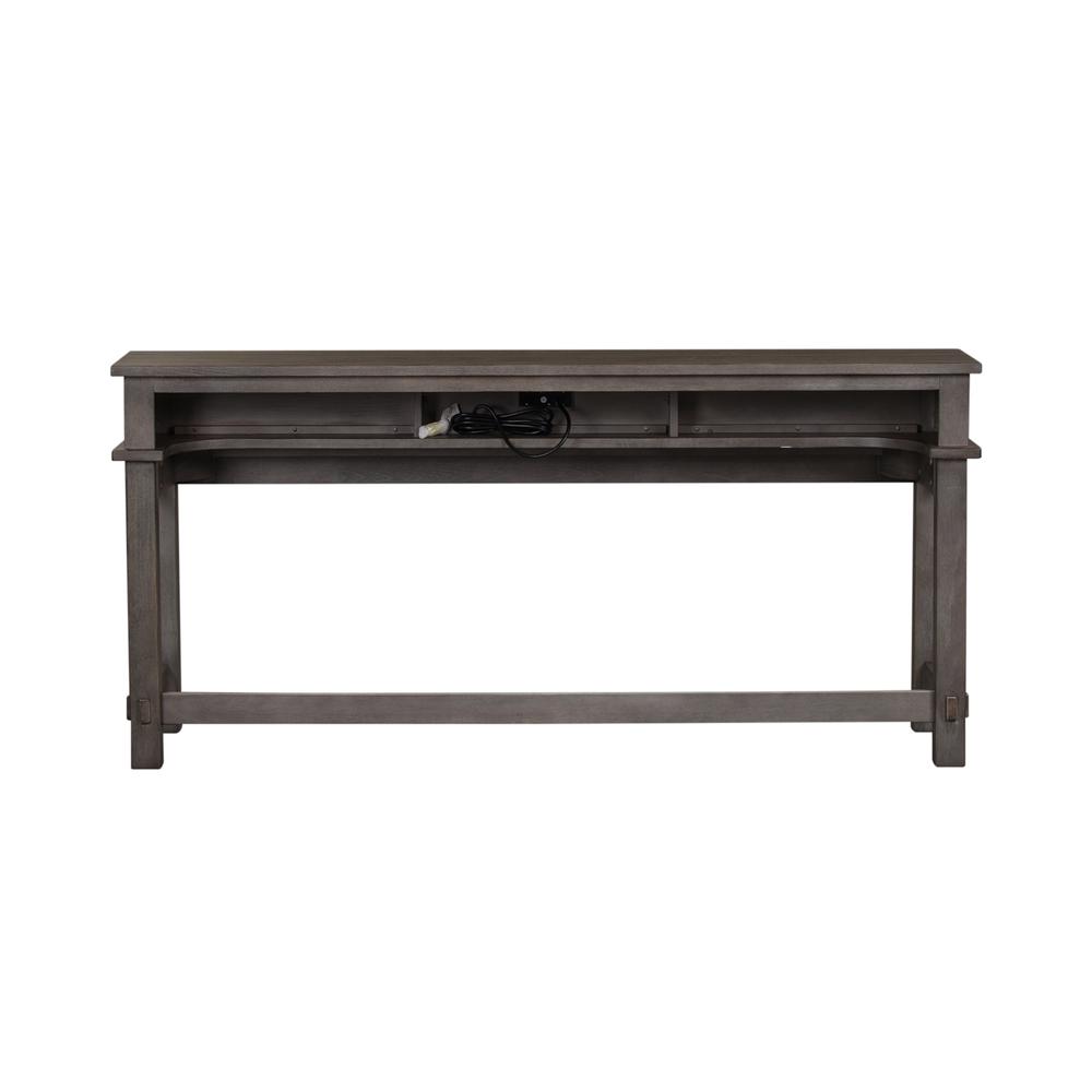 Modern Farmhouse Console Bar Table in Dusty Charcoal w/ Heavy Distressing. Picture 3