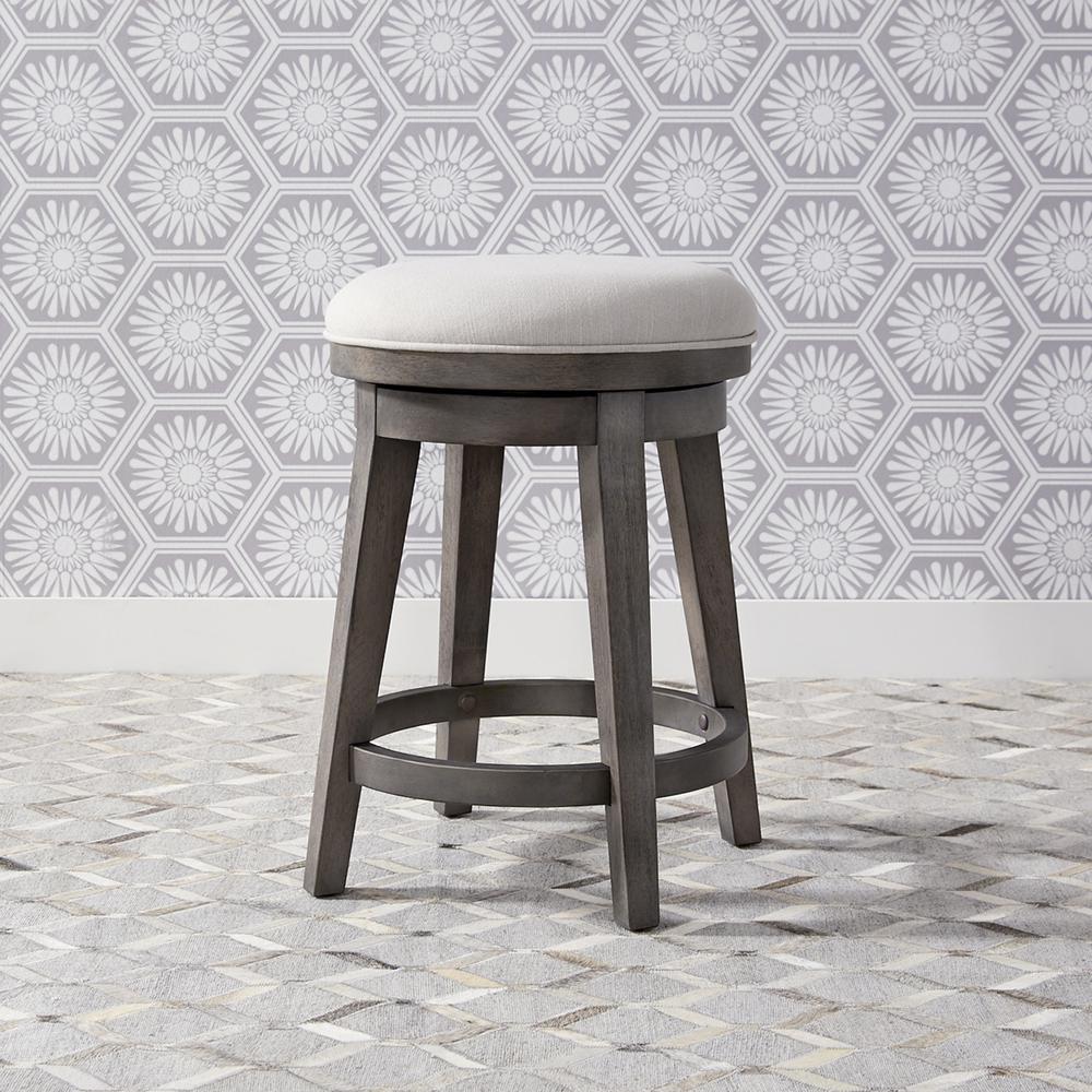 Modern Farmhouse Console Swivel Stool in Dusty Charcoal w/ Heavy Distressing. Picture 2