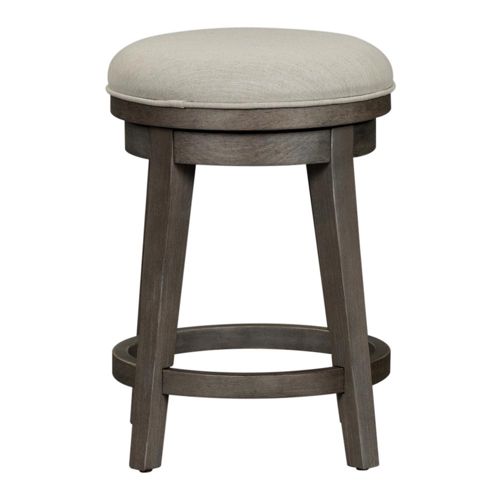 Modern Farmhouse Console Swivel Stool in Dusty Charcoal w/ Heavy Distressing. Picture 3
