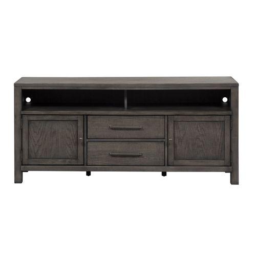 66 Inch Entertainment Console Dusty Charcoal w/ Heavy Distressing. Picture 2