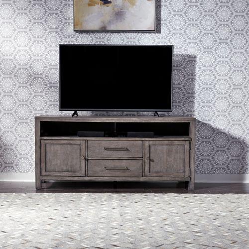 66 Inch Entertainment Console Dusty Charcoal w/ Heavy Distressing. Picture 5