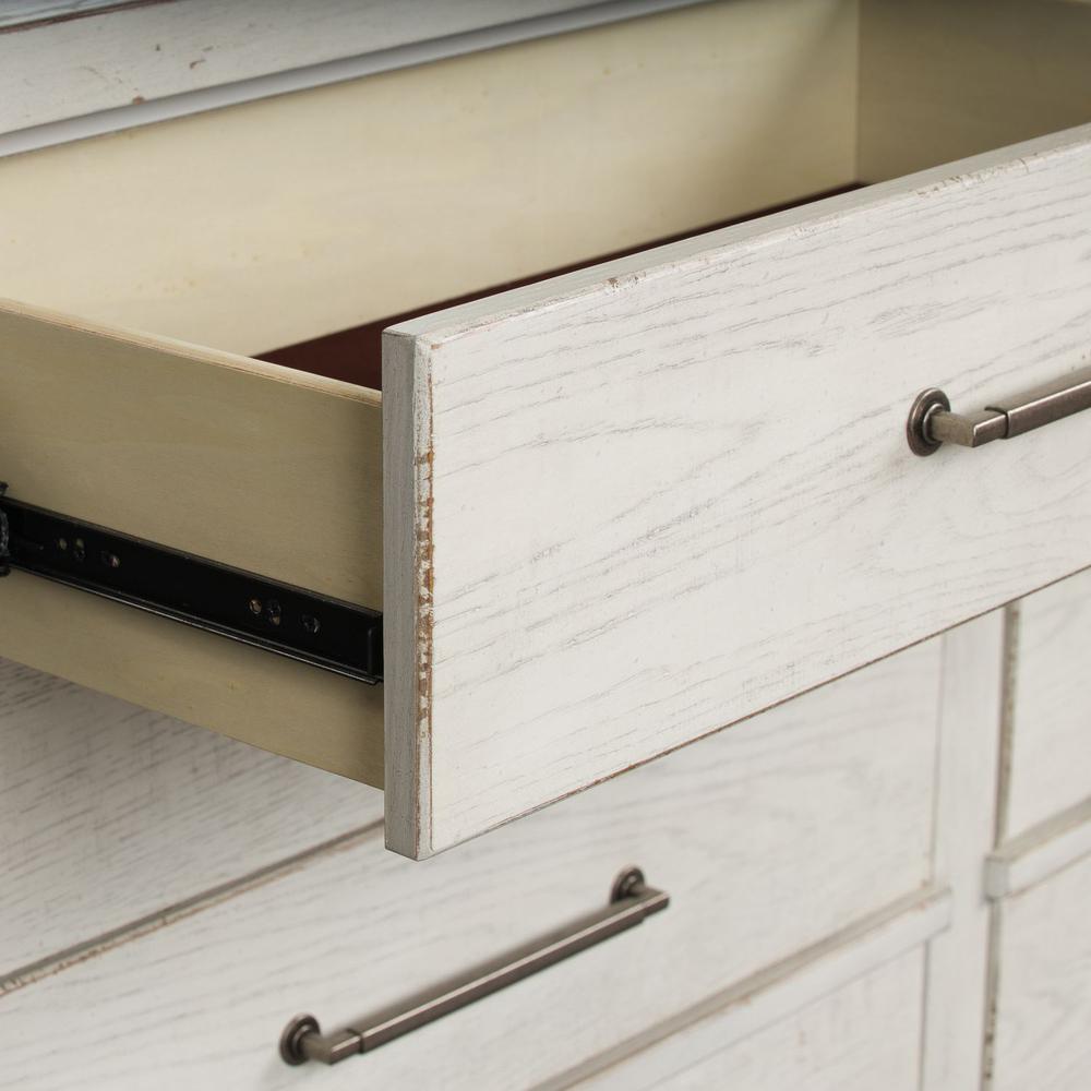 Modern Farmhouse 8 Drawer Dresser in Flea Market White w/ Heavy Distressing. Picture 7