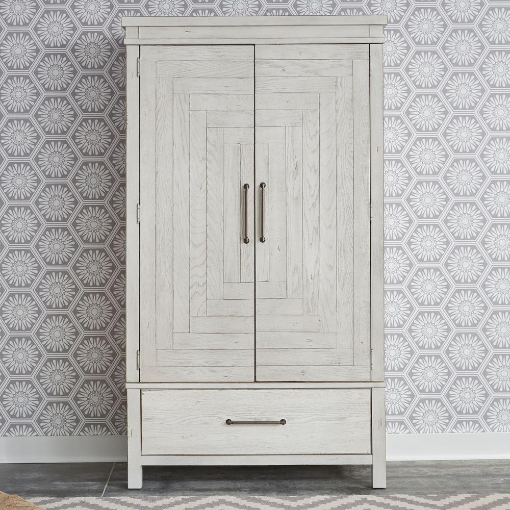 Modern Farmhouse Armoire in Flea Market White w/ Heavy Distressing. Picture 4