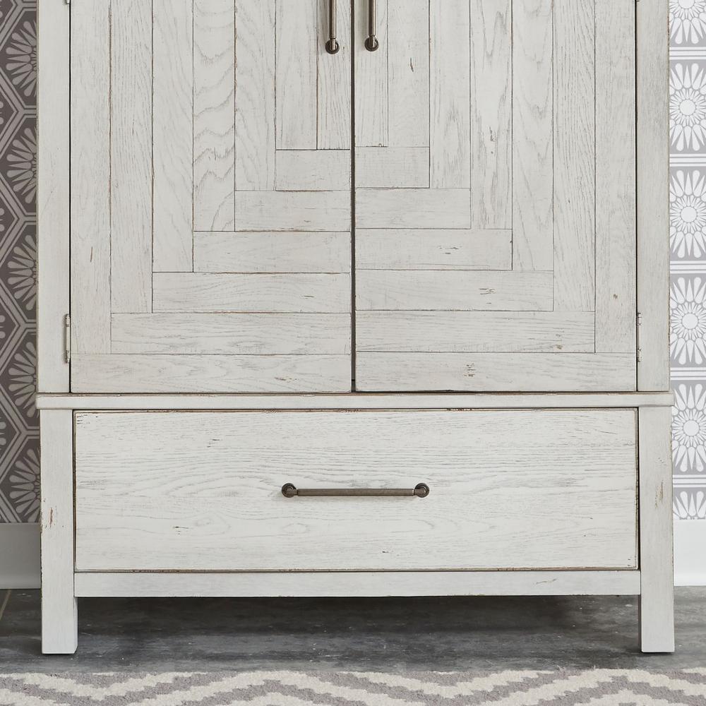 Modern Farmhouse Armoire in Flea Market White w/ Heavy Distressing. Picture 3