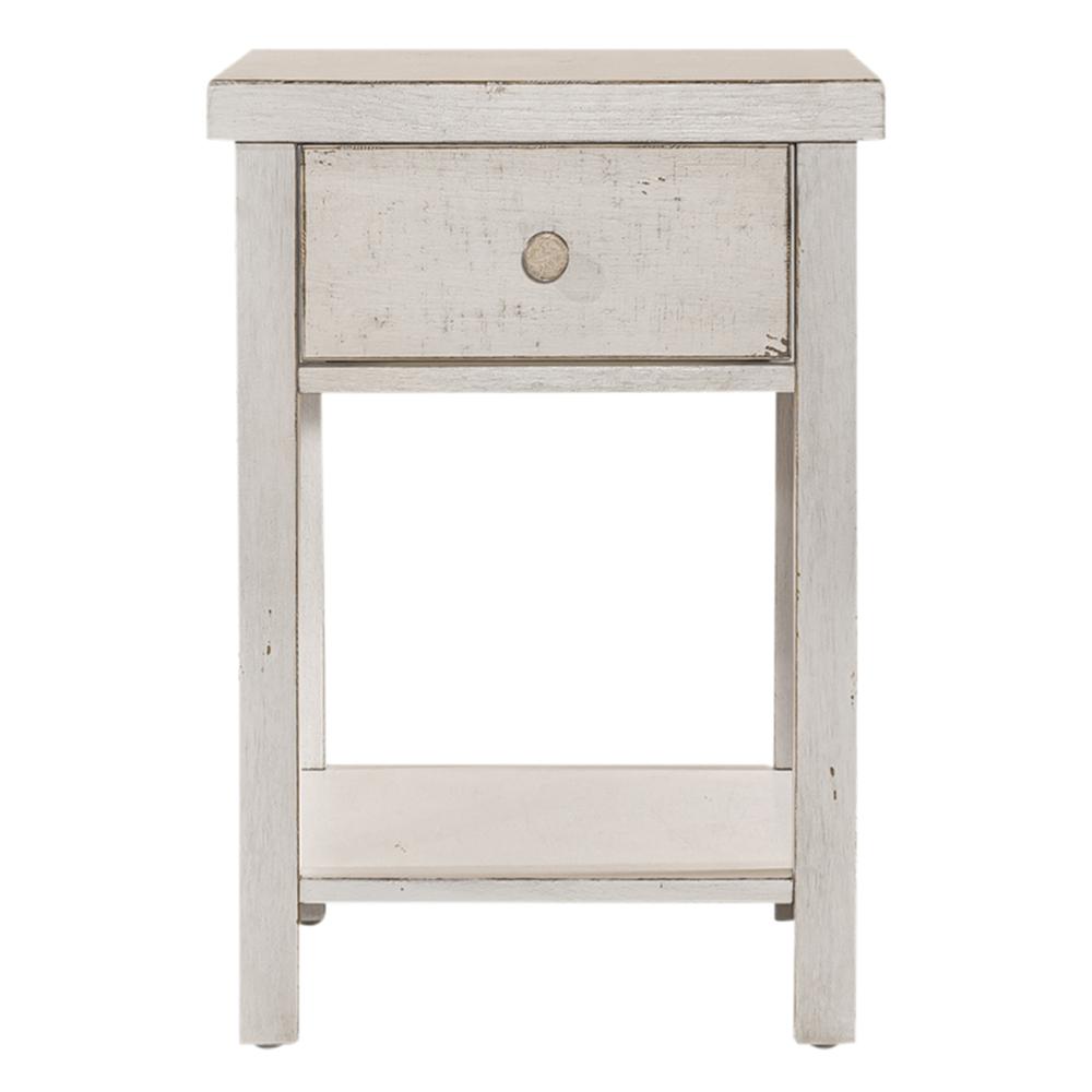 Drawer Chair Side Table Flea Market White w/ Heavy Distressing. Picture 8
