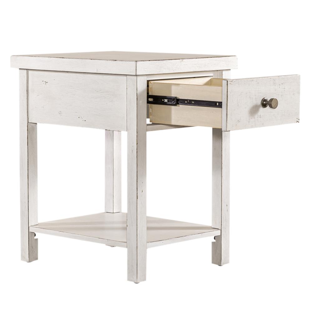 Drawer Chair Side Table Flea Market White w/ Heavy Distressing. Picture 5
