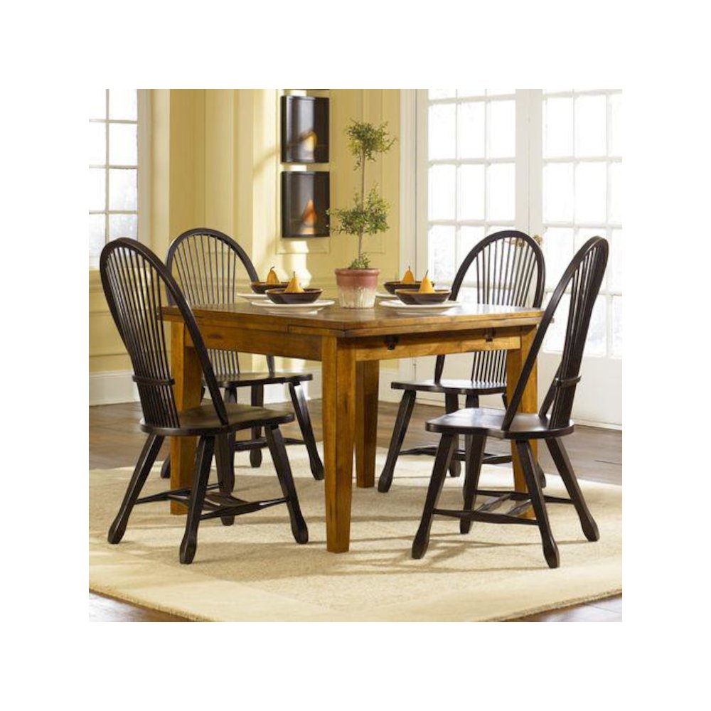 Treasures Optional 5 Piece Retractable Table Set in Rustic Oak. Picture 1