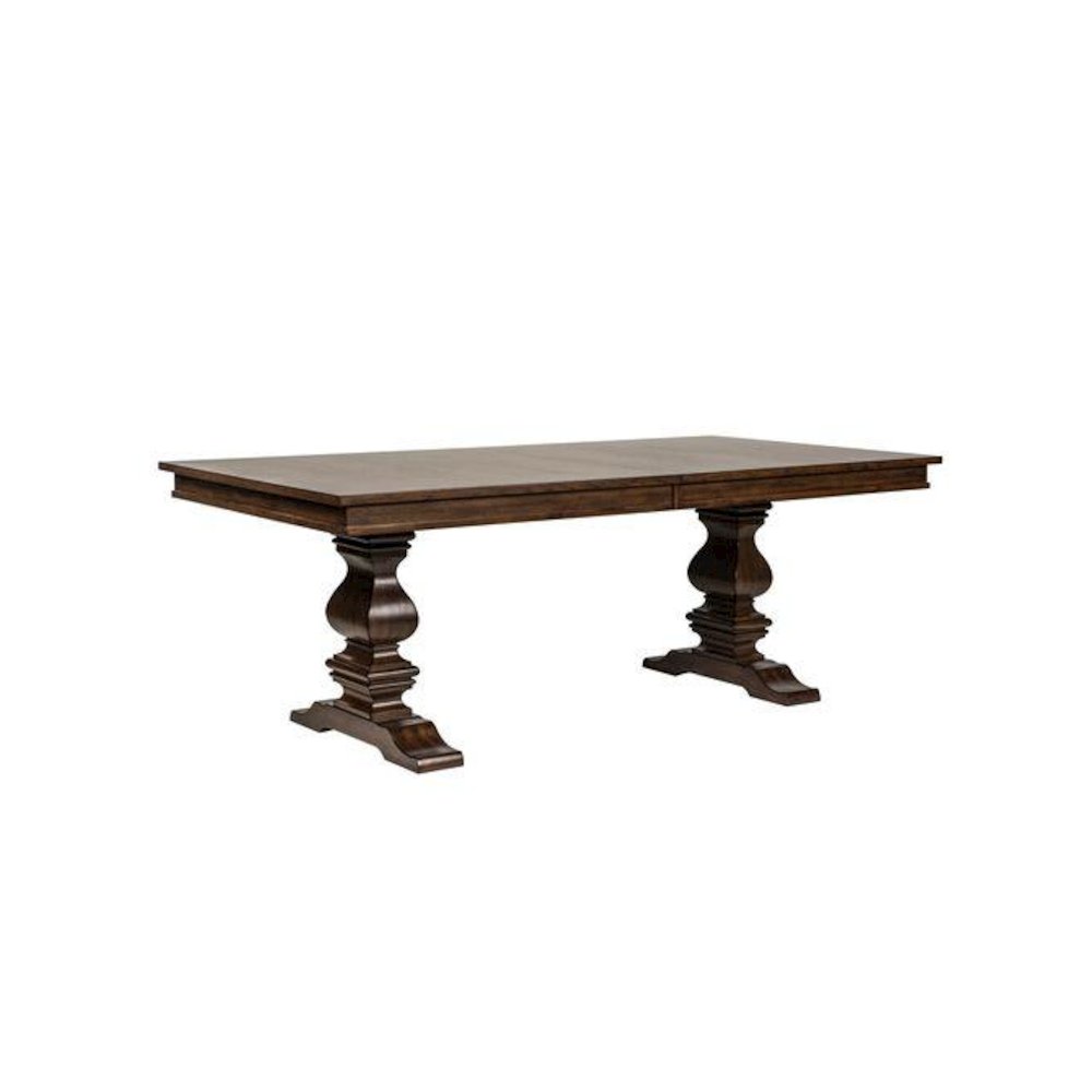 Armand 5 Piece Trestle Table Set in Antique Brownstone. Picture 2