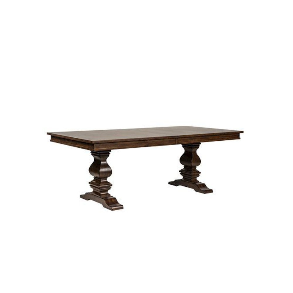 Armand 5 Piece Trestle Table Set in Antique Brownstone. Picture 4
