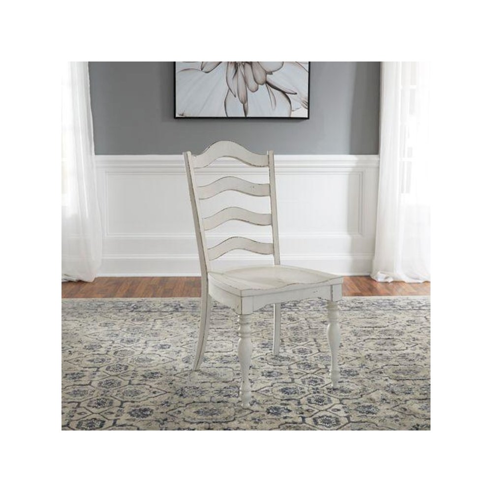 6 Piece Leg Table Dining Room Set with Bench, 4 Ladder Back Chairs. Picture 4