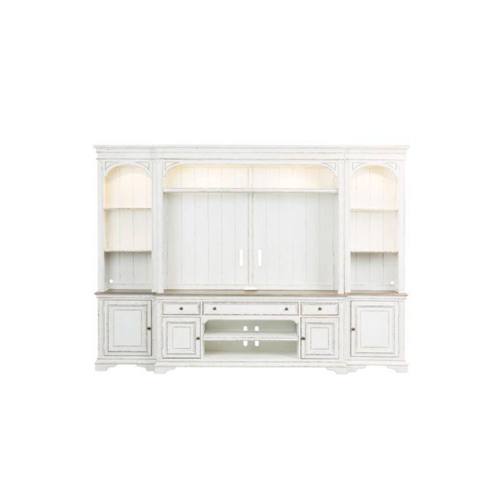 Magnolia Manor Entertainment Center with Piers in Antique White. Picture 3