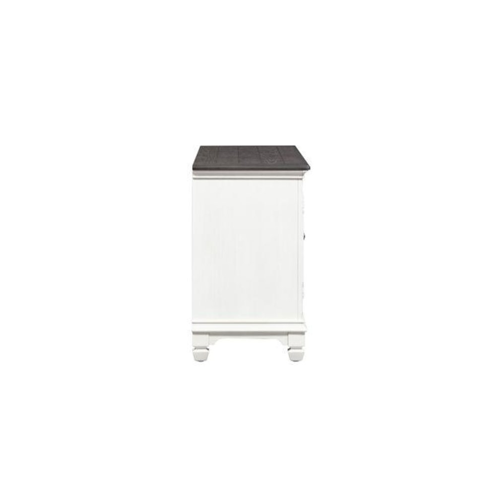 Allyson Park 56 Inch TV Console in Wirebrushed White w/ Charcoal Top. Picture 3
