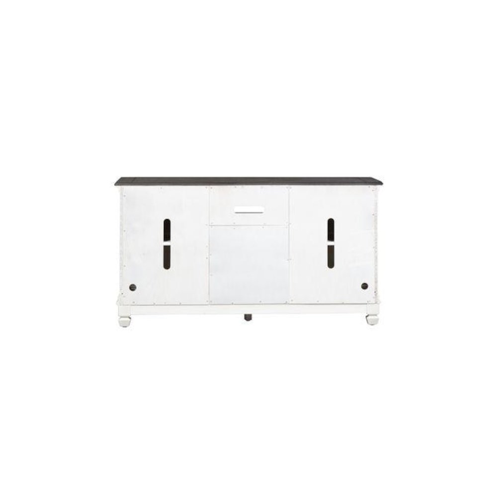 Allyson Park 56 Inch TV Console in Wirebrushed White w/ Charcoal Top. Picture 4