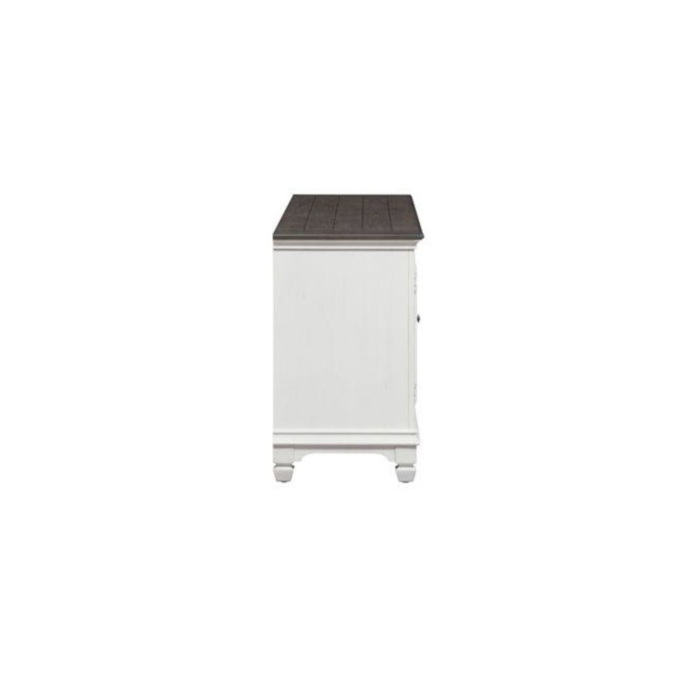 Allyson Park 66 Inch TV Console in Wirebrushed White w/ Charcoal Top. Picture 3
