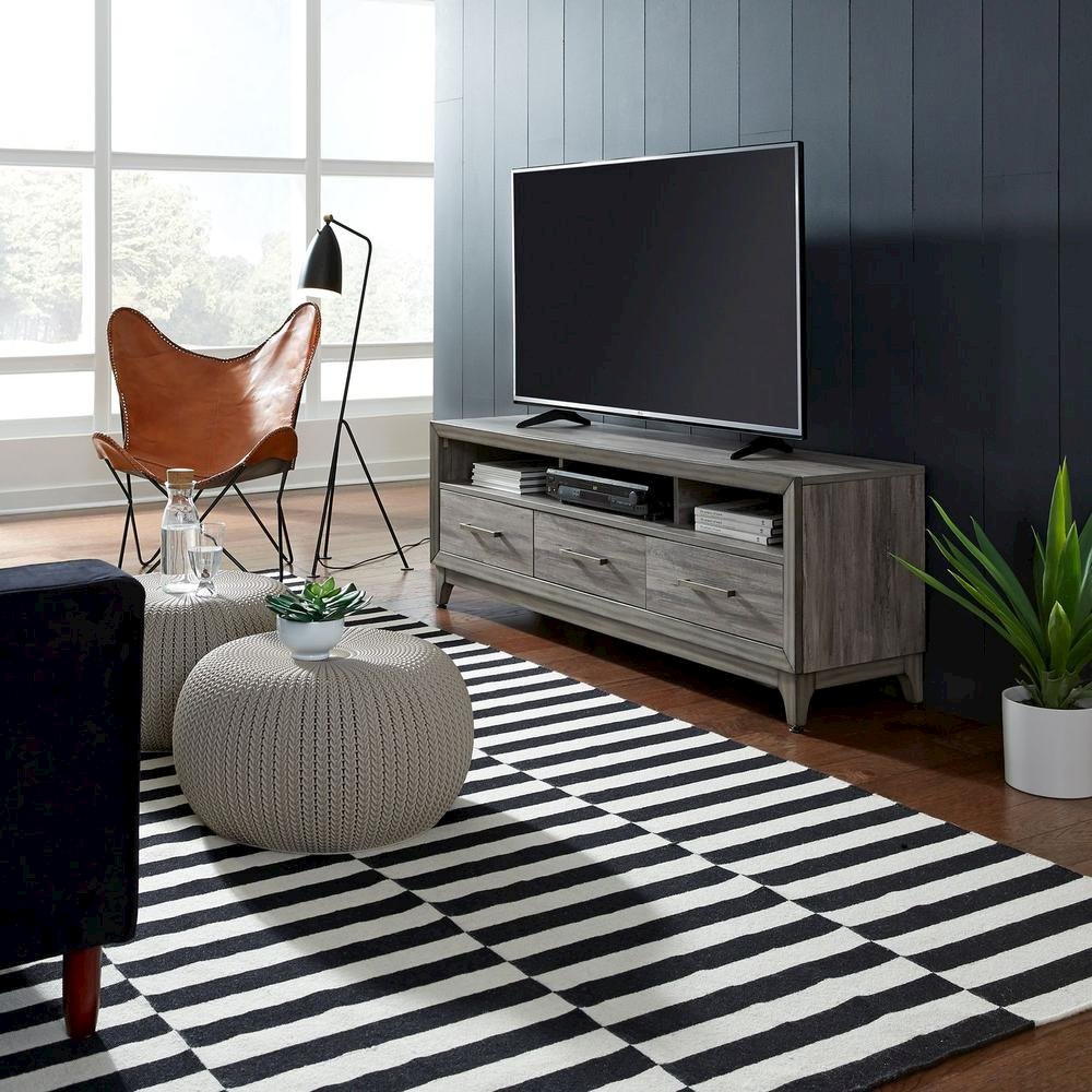 Mercury 62 Inch TV Console in Driftwood Gray. Picture 5