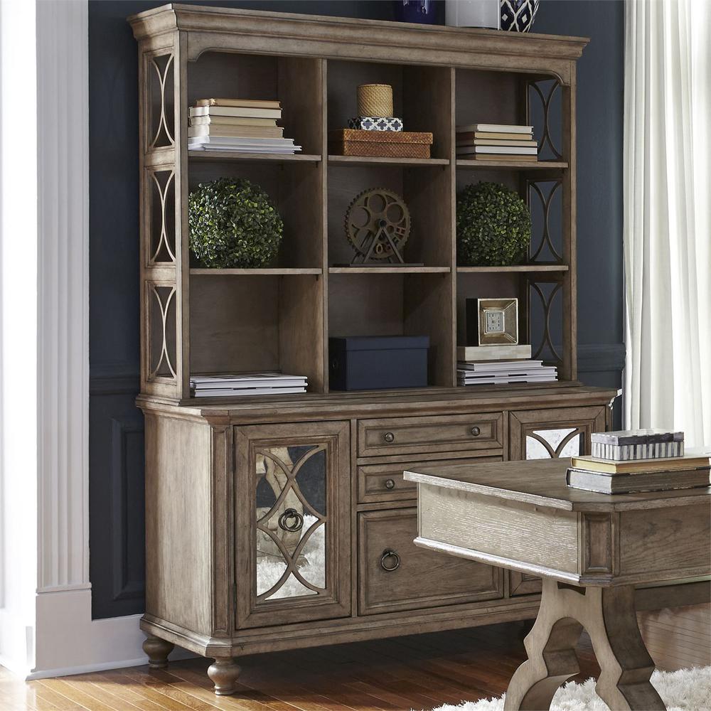 Simply Elegant Credenza & Hutch Set in Heathered Taupe. Picture 2