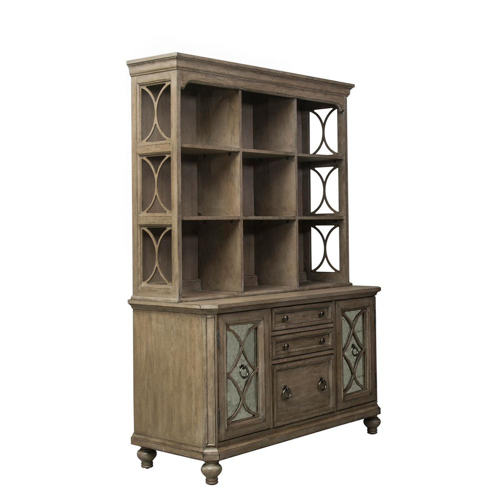 Simply Elegant Credenza & Hutch Set in Heathered Taupe. Picture 1