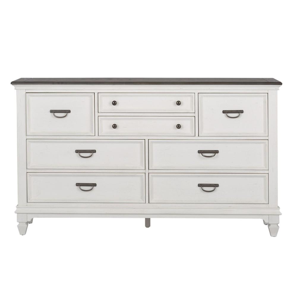 Allyson Park 8 Drawer Dresser in Wirebrushed White w/ Charcoal Top. Picture 2