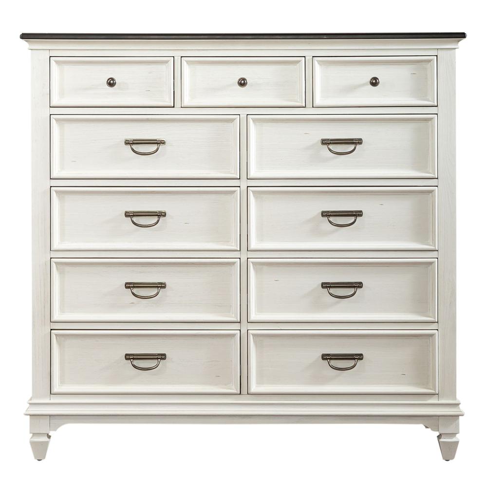 Allyson Park 11 Drawer Chesser in Wirebrushed White w/ Charcoal Top. Picture 2