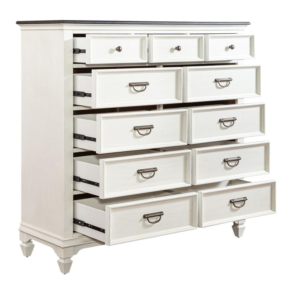 Allyson Park 11 Drawer Chesser in Wirebrushed White w/ Charcoal Top. Picture 4
