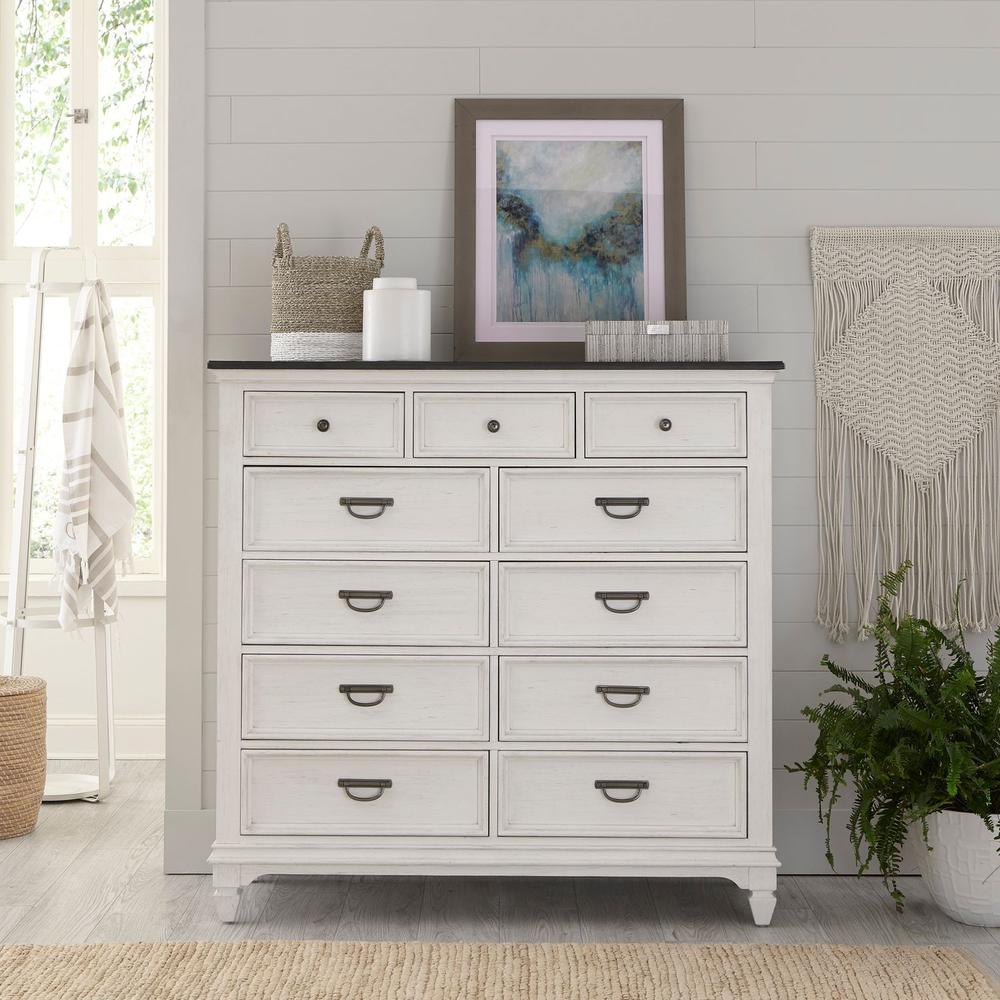 Allyson Park 11 Drawer Chesser in Wirebrushed White w/ Charcoal Top. Picture 7