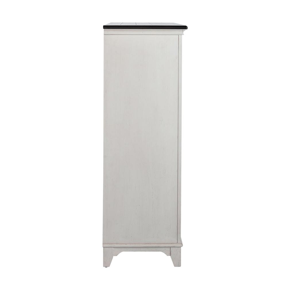 Allyson Park 5 Drawer Chest in Wirebrushed White w/ Charcoal Top. Picture 3