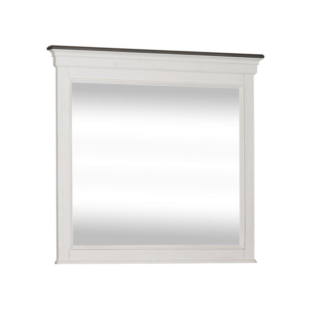 Allyson Park Crown Mirror in Wirebrushed White w/ Charcoal Top. Picture 2