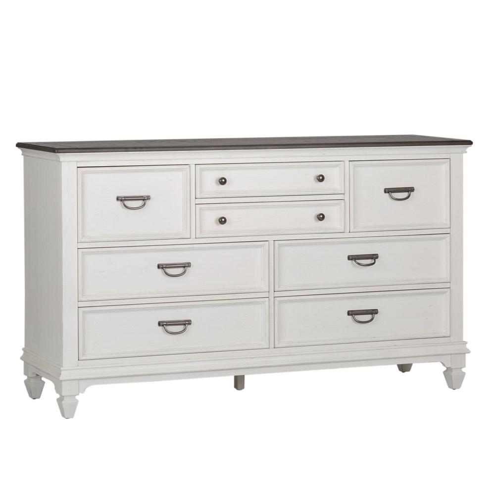 Allyson Park Dresser & Mirror in Wirebrushed White w/ Charcoal Top. Picture 3