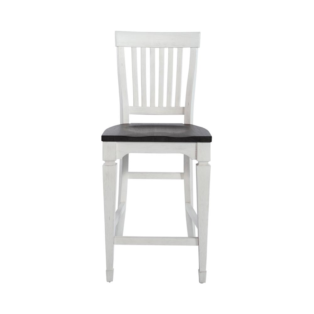 Allyson Park Counter Height Slat Back Chair in Wirebrushed White w/ Charcoal Top. Picture 2