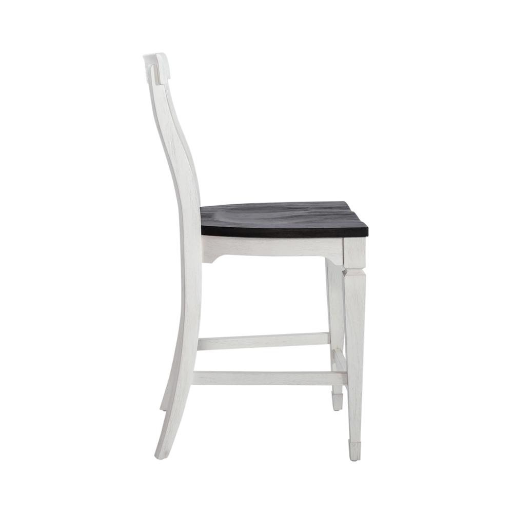 Allyson Park Counter Height Slat Back Chair in Wirebrushed White w/ Charcoal Top. Picture 3