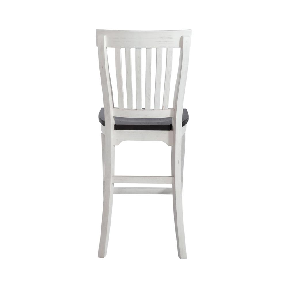Allyson Park Counter Height Slat Back Chair in Wirebrushed White w/ Charcoal Top. Picture 4