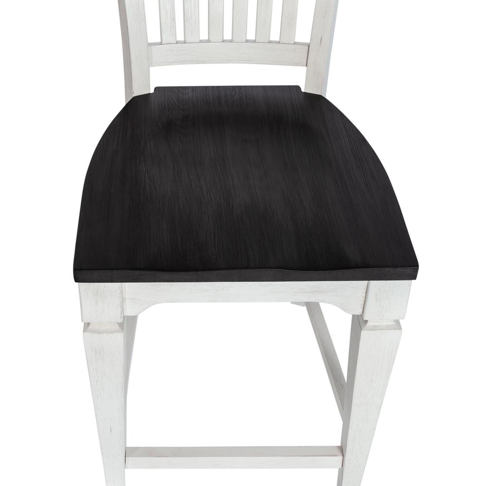 Allyson Park Counter Height Slat Back Chair in Wirebrushed White w/ Charcoal Top. Picture 5