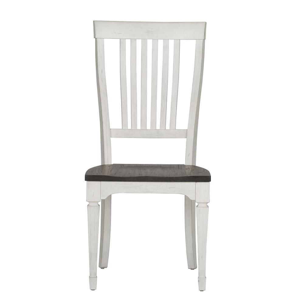 Allyson Park Slat Back Side Chair (RTA) in Wirebrushed White w/ Charcoal Top. Picture 2