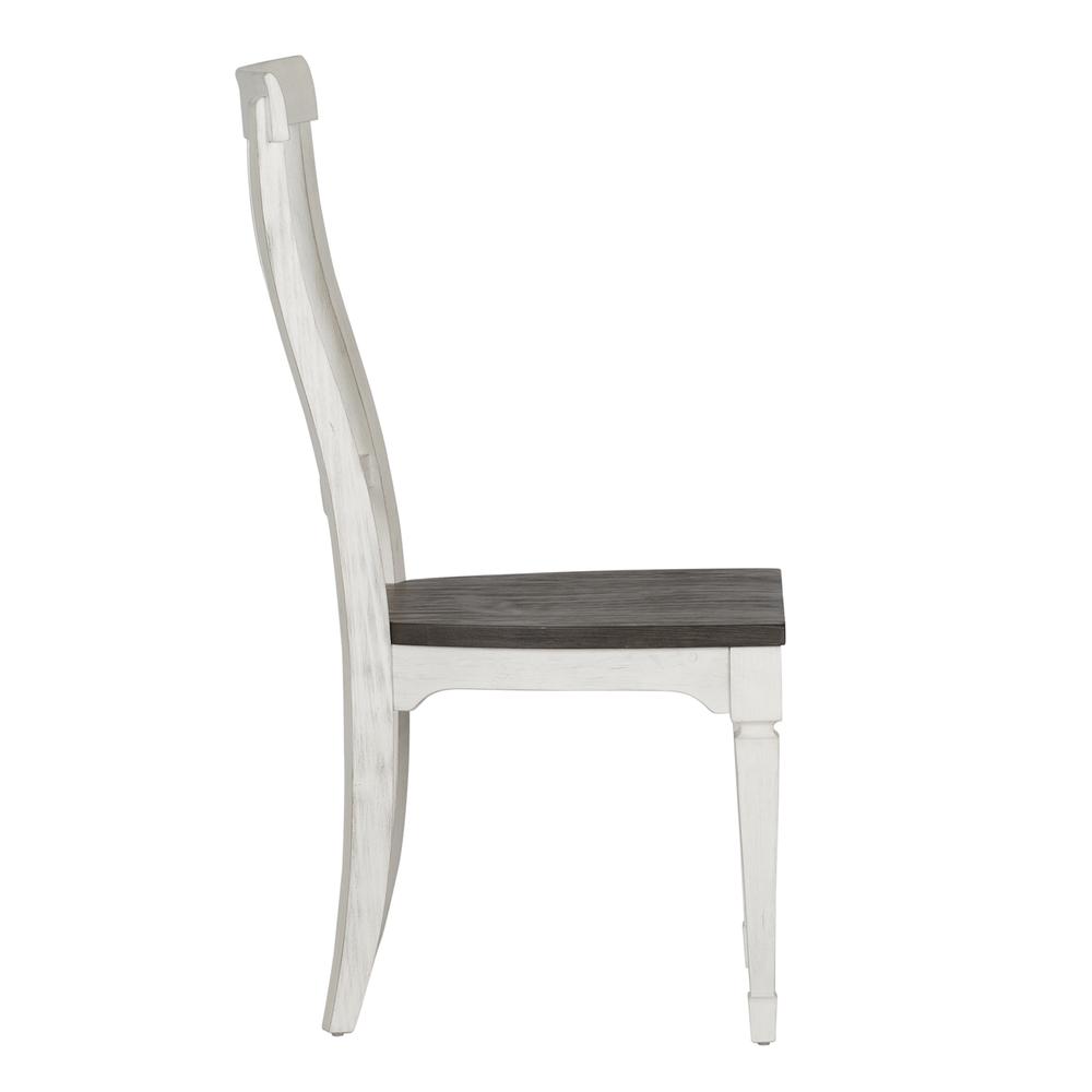 Allyson Park Slat Back Side Chair (RTA) in Wirebrushed White w/ Charcoal Top. Picture 3