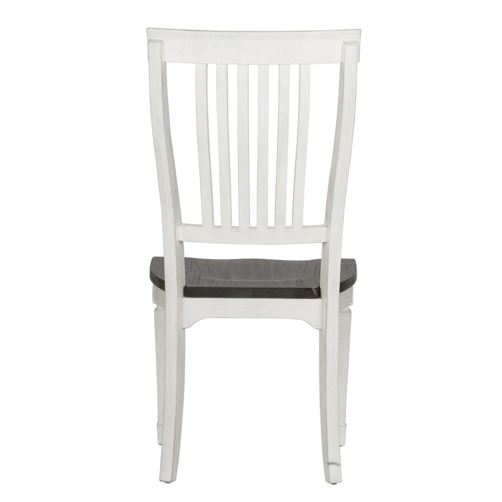 Allyson Park Slat Back Side Chair (RTA) in Wirebrushed White w/ Charcoal Top. Picture 4