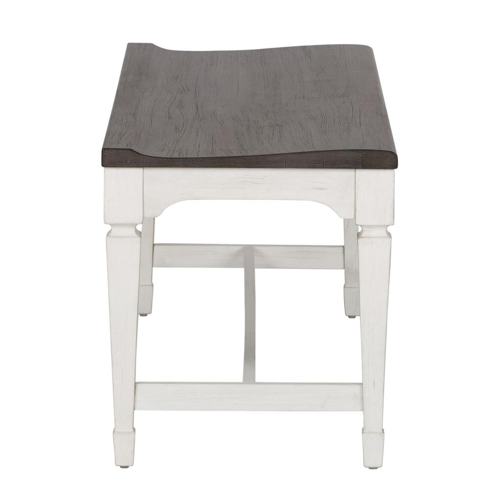 Allyson Park Wood Seat Bench in Wirebrushed White w/ Charcoal Top. Picture 3