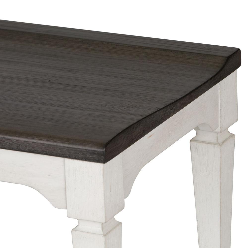 Allyson Park Wood Seat Bench in Wirebrushed White w/ Charcoal Top. Picture 4
