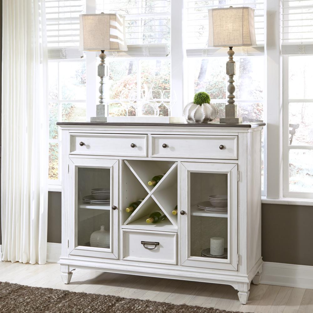 Allyson Park Allyson Park Buffet in Wirebrushed White w/ Charcoal Top. Picture 9