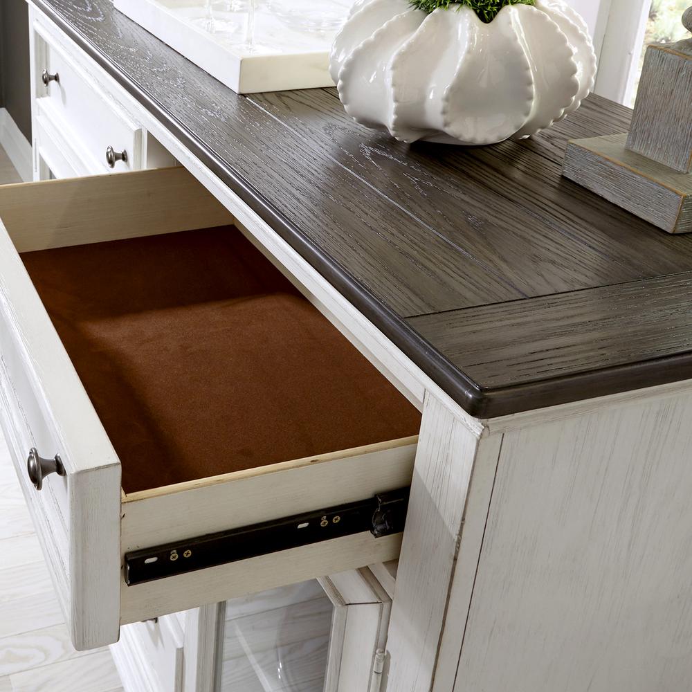 Allyson Park Allyson Park Buffet in Wirebrushed White w/ Charcoal Top. Picture 8