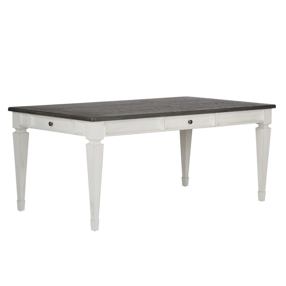 Allyson Park 7 Piece Rectangular Table Set in Wirebrushed White w/ Charcoal Top. Picture 1